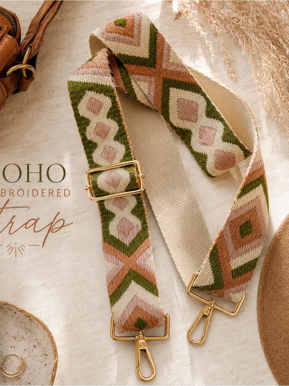 Boho Embroidered Guitar Strap Purse Strap Adjustable Crossbody Replacement Strap